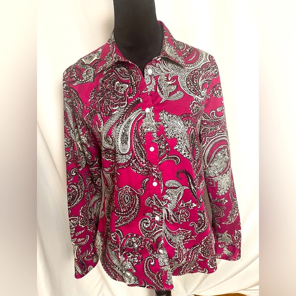BOGO🔥Talbots Paisley print- Button up blouse; size 12 - Picture 1 of 4